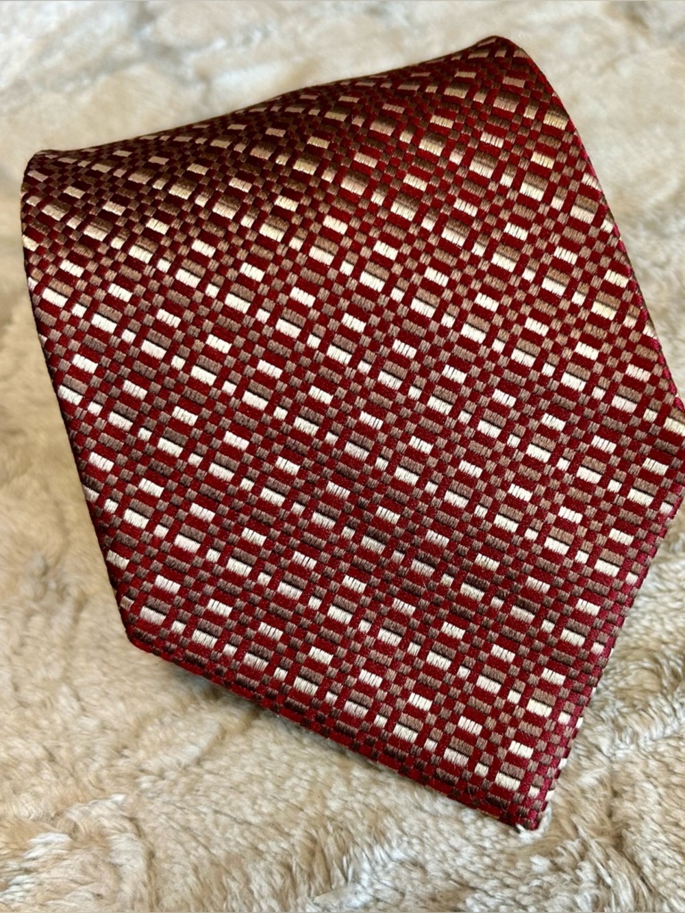 Classic Men's Red Patterned Silk Tie Karako Collection NWOT Silk